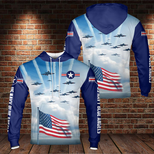 US Navy Blue Angels American Patriotic 3D Hoodie