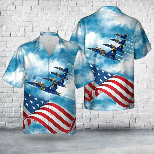 US Navy Blue Angels #4 F/A-18C Hawaiian Shirt