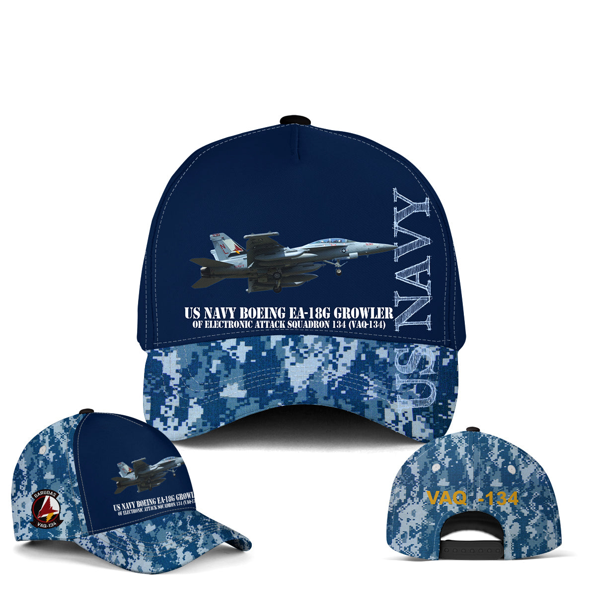US Navy Boeing EA-18G Growler Of Electronic Attack Squadron 134 (VAQ-134) Baseball Cap