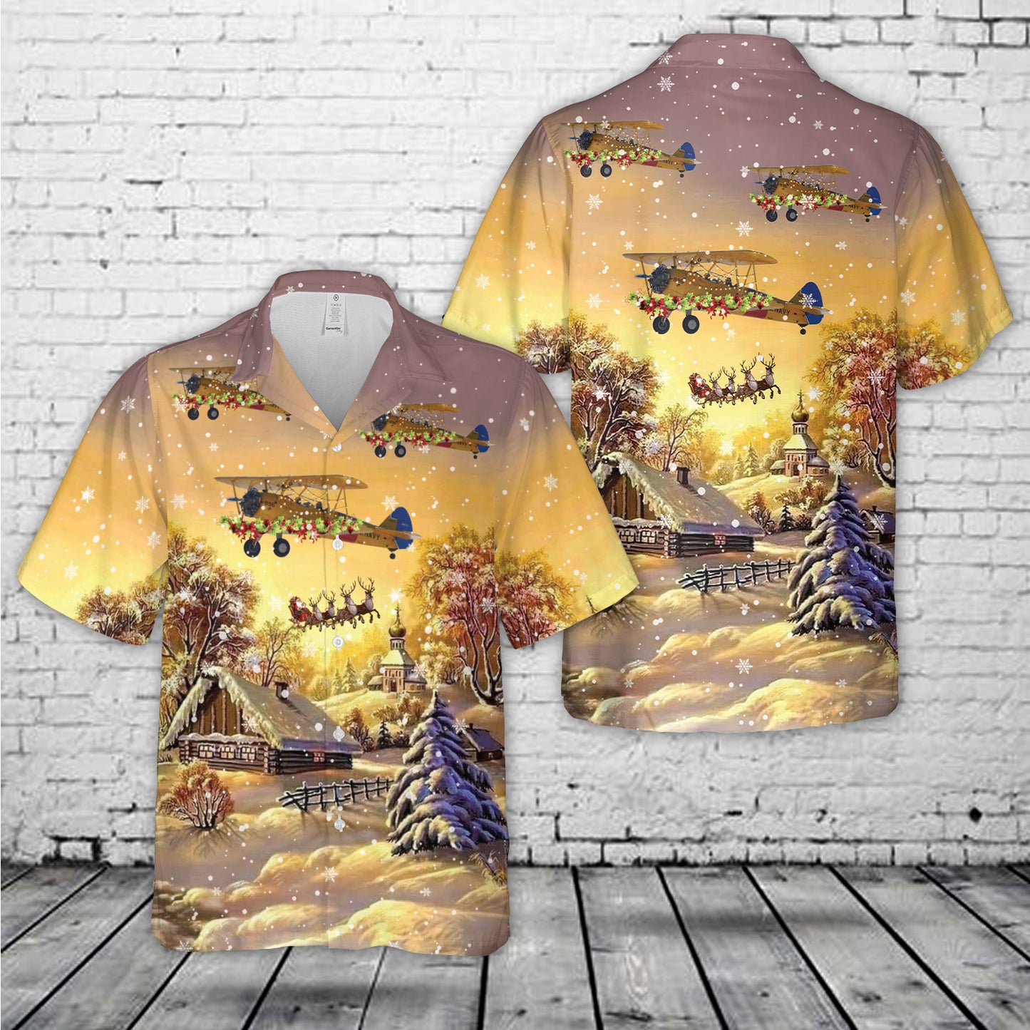 US Navy Boeing (Stearman) PT-17 (A75-N1) - N68820 Christmas Hawaiian Shirt