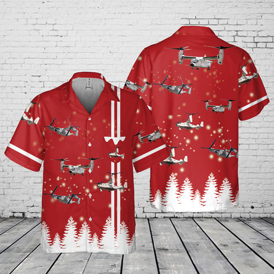 US Navy CMV-22B Osprey Christmas Pocket Hawaiian Shirt