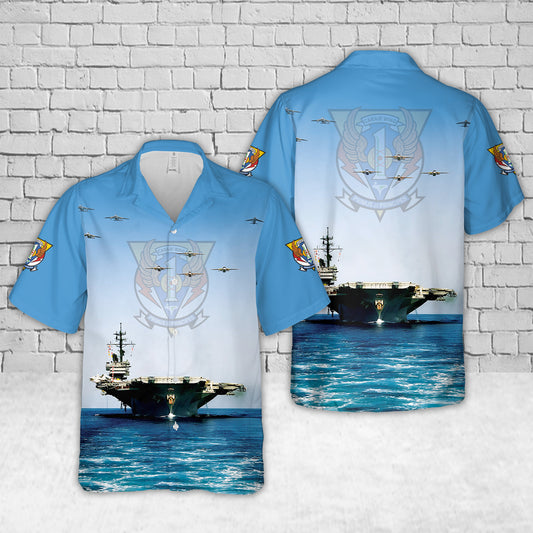 US Navy Carrier Air Wing One (CVW-1) over USS America in 1983 Hawaiian Shirt