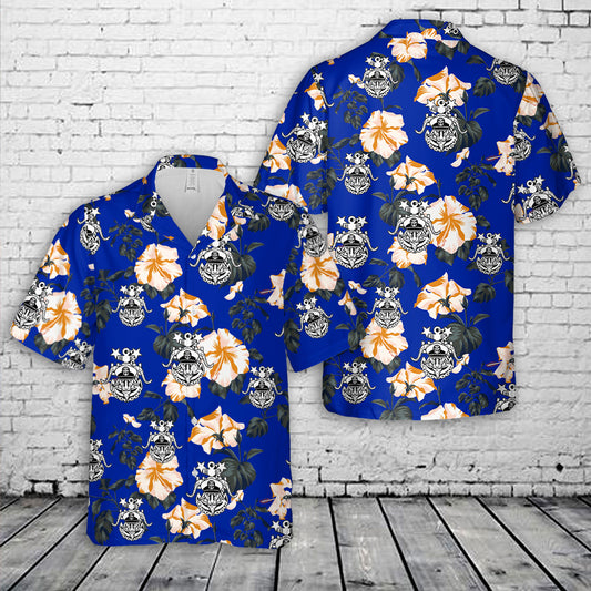 US Navy Chief With Goat Head Anchor Hawaiian Shirt
