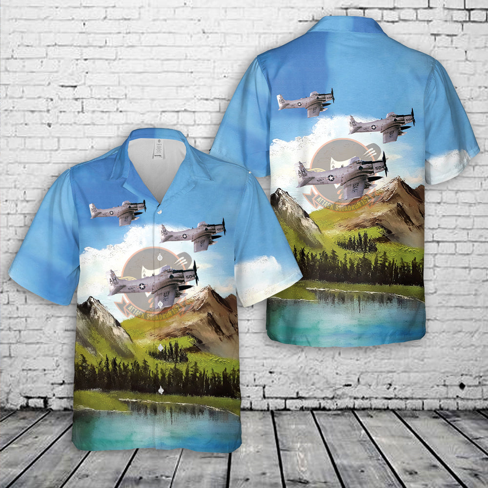 US Navy Douglas A-1H Skyraider (BuNo 137512) of Attack Squadron 152 (VA-152) Friendlies Hawaiian Shirt