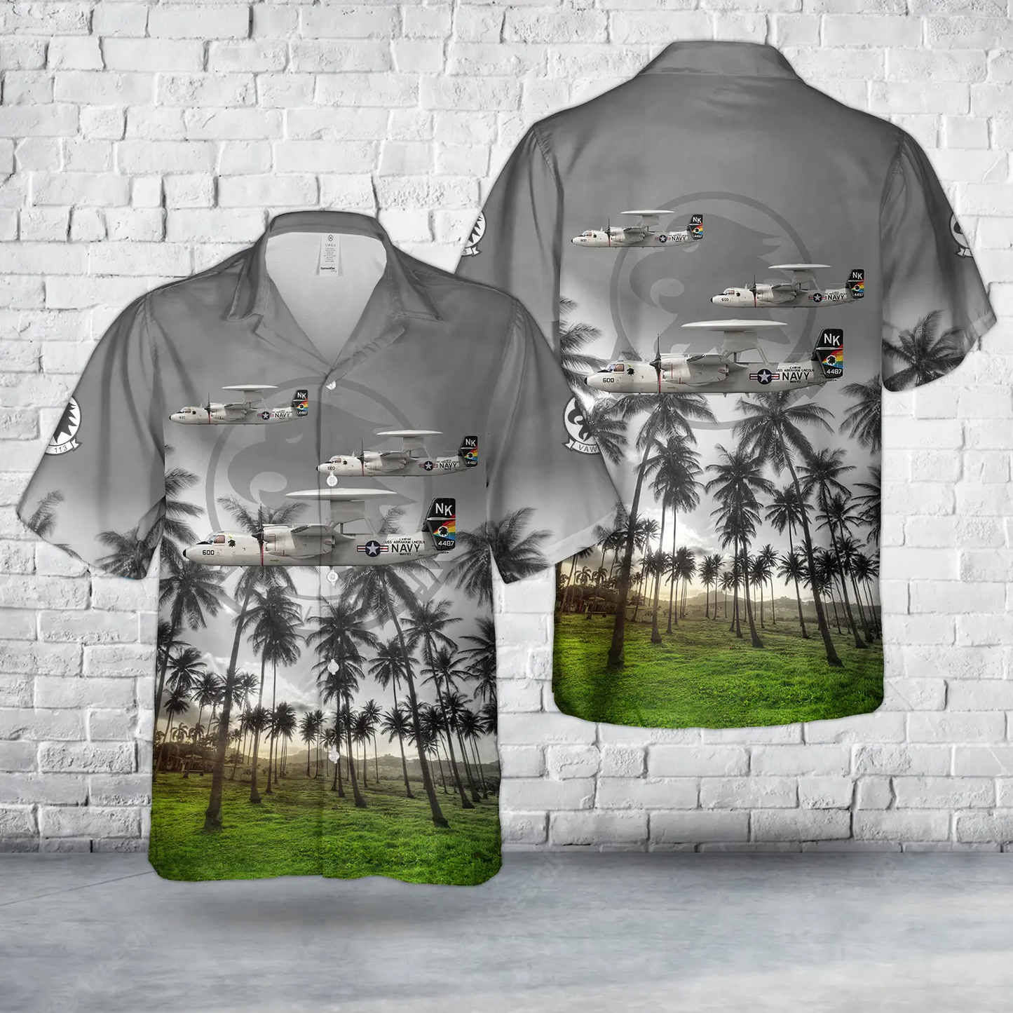 US Navy E-2C Hawkeye VAW-113 Black Eagles, NK600 / 164487. CVW-14, USS Abraham Lincoln CVN-72 - 2000 Hawaiian Shirt