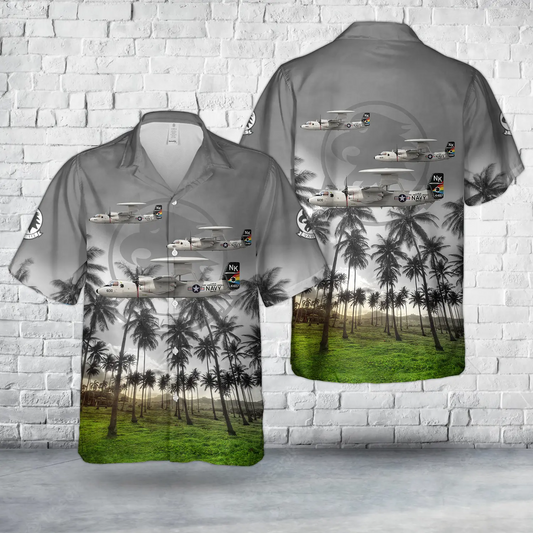 US Navy E-2C Hawkeye VAW-113 Black Eagles, NK600 / 164487. CVW-14, USS Abraham Lincoln CVN-72 - 2000 Hawaiian Shirt