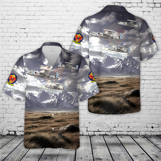 US Navy E-2D Advanced Hawkeye VAW-121 Bluetails, NA600 / 169069. CVW-17, USS Nimitz CVN-68 - 2024 Hawaiian Shirt
