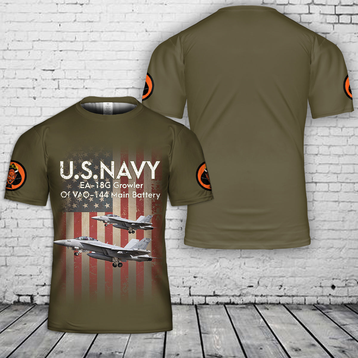 US Navy EA-18G Growler Of VAQ-144 Main Battery 3D T-Shirt