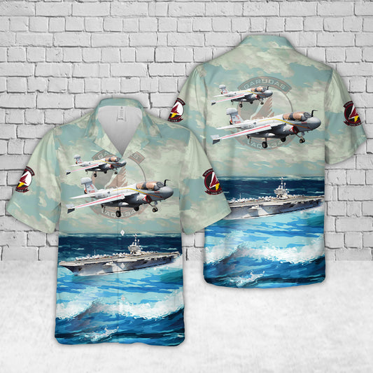US Navy EA-6B Of Electronic Attack Squadron 134 (VAQ-134) And USS (CVN 77) Hawaiian Shirt
