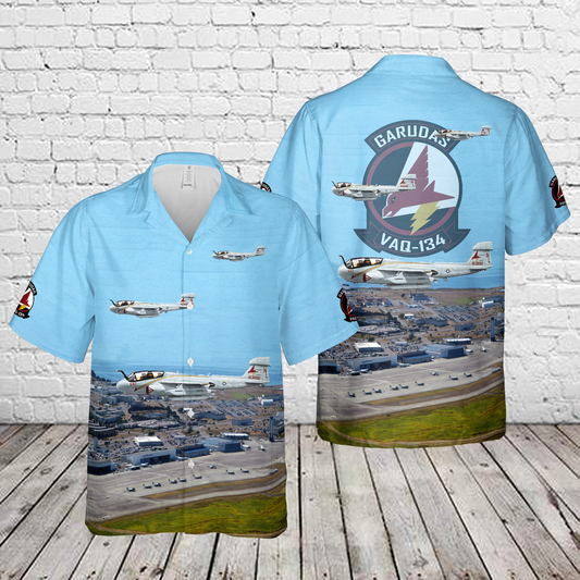 US Navy EA-6B Prowler VAQ-134 Garudas Hawaiian Shirt
