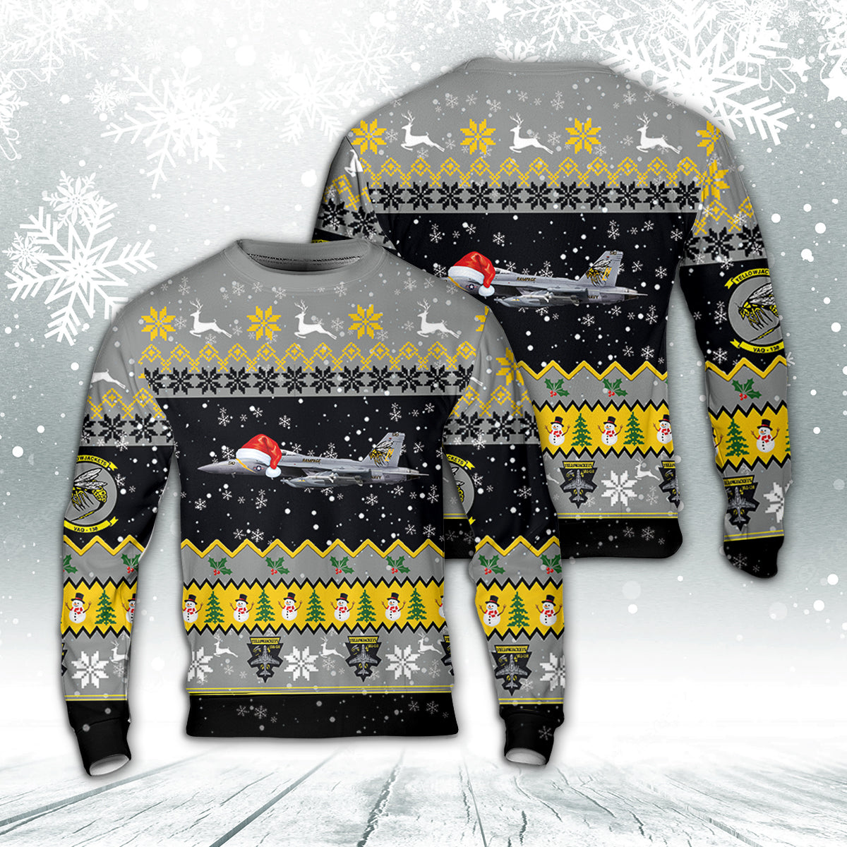 US Navy Electronic Attack Squadron 138 (VAQRON 138) "Yellow Jackets" Christmas Sweater