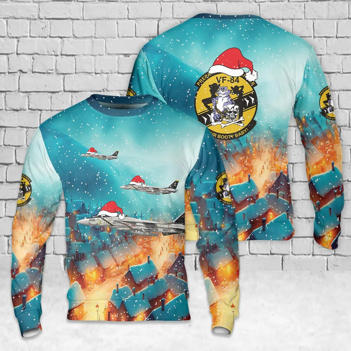 US Navy F-14A Tomcat Of VF-84 "Jolly Rogers" AOP Christmas Sweater