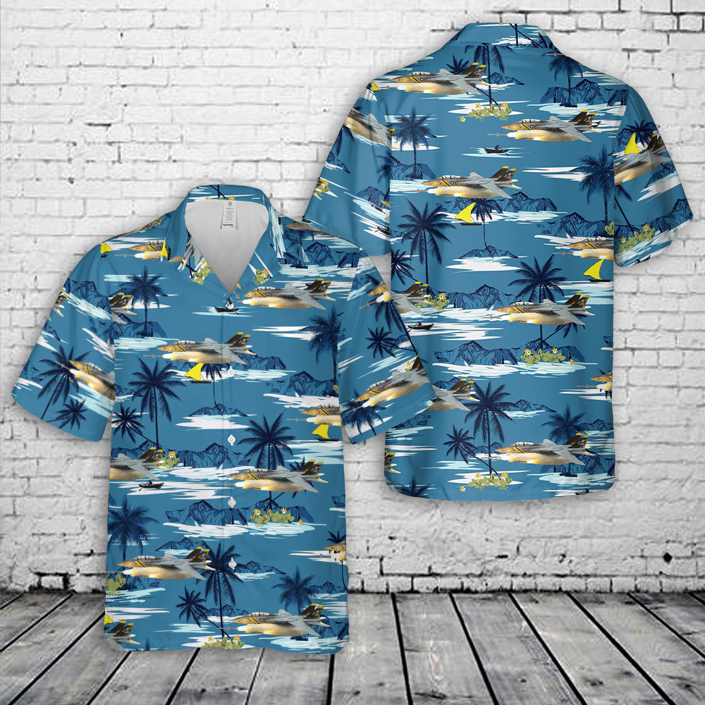 US Navy F-14 Tomcat Fighter Jet Aircraft Diorama(VF-84) Hawaiian Shirt