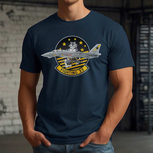 US Navy F-14 Tomcat Of Fighter Squadron 33 (VF-33) Classic Unisex T-Shirt Gildan 5000 (Made In US)