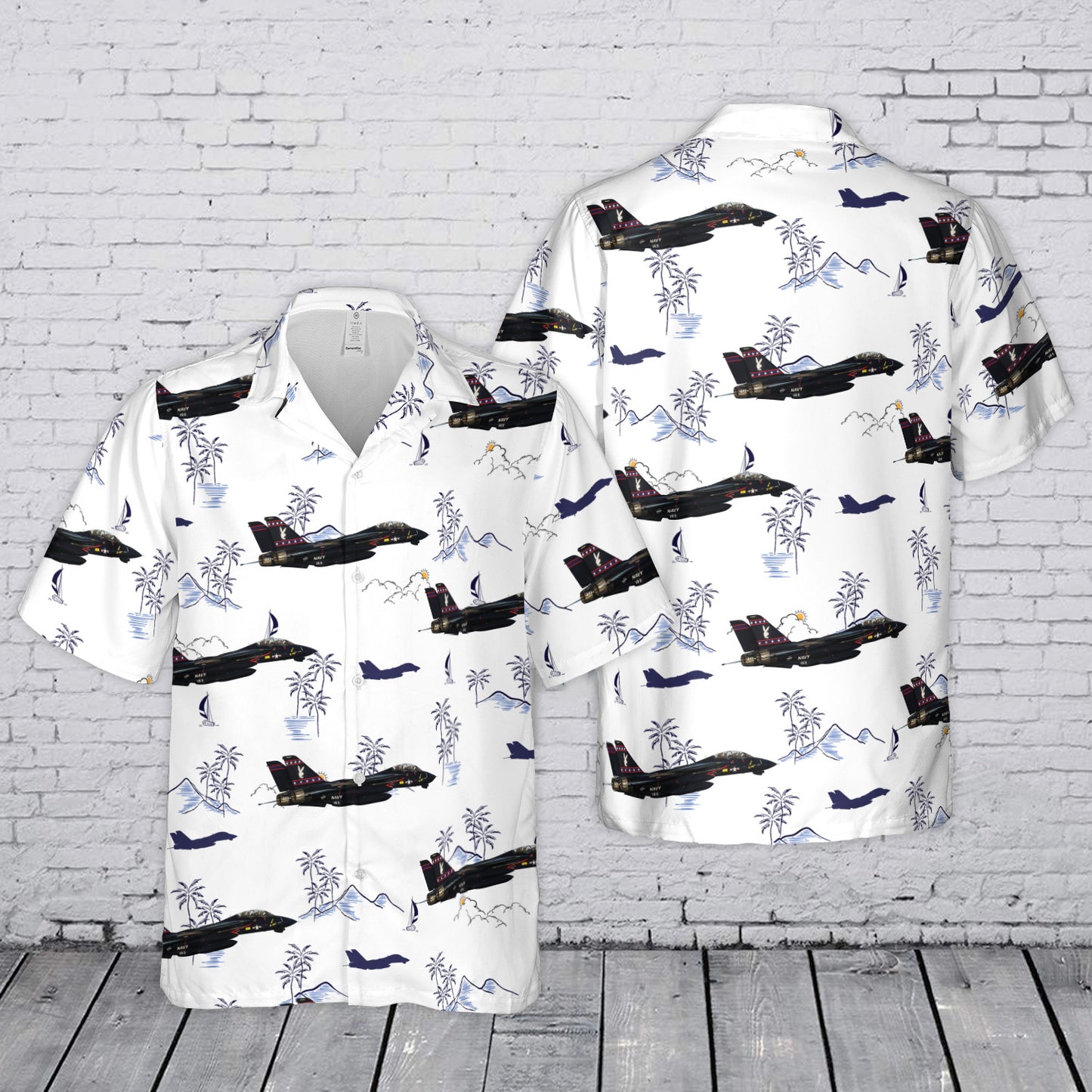 US Navy F-14 VX-9 "Vandy 1" Black Bunny Hawaiian Shirt