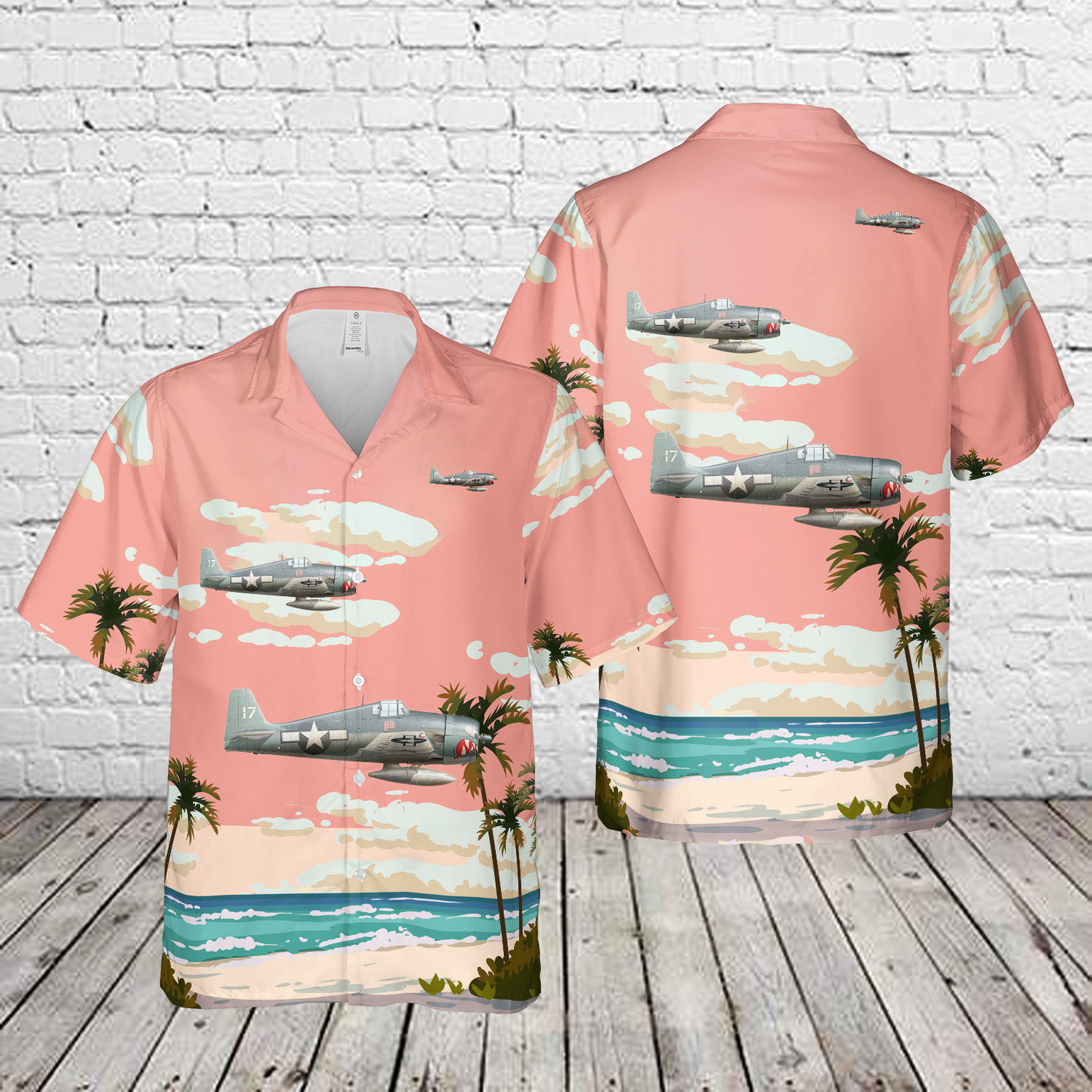 US Navy F6F-3 Hellcat, VF-27 "Cat Mouth", 40358, White 17, USS Princetown CVL-23 Hawaiian Shirt