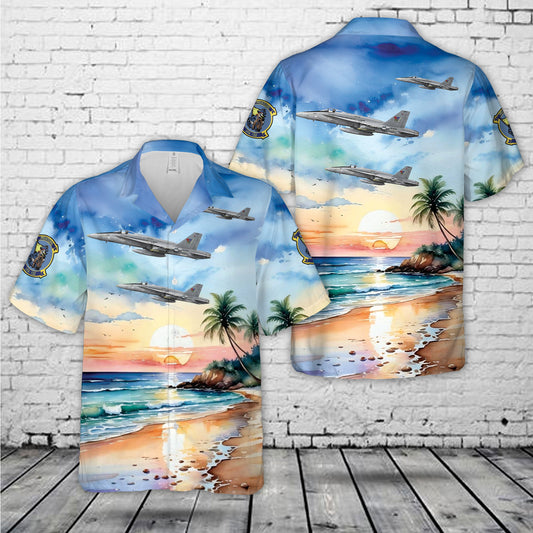 US Navy F/A-18A Hornet VFA-132 Privateers, AK200 / 162422. CVW-13, USS Coral Sea CV-43 - 1990 Hawaiian Shirt