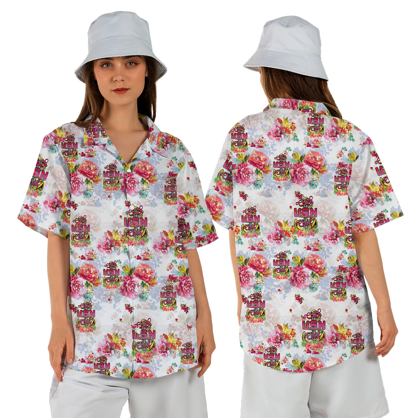US Navy Female Chick Chief CPO Pink 2 Hawaiian Shirt For Women