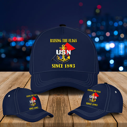 US Navy Fouled Anchor Raising the Bravo Sierra Flag Since 1893 Baseball Cap