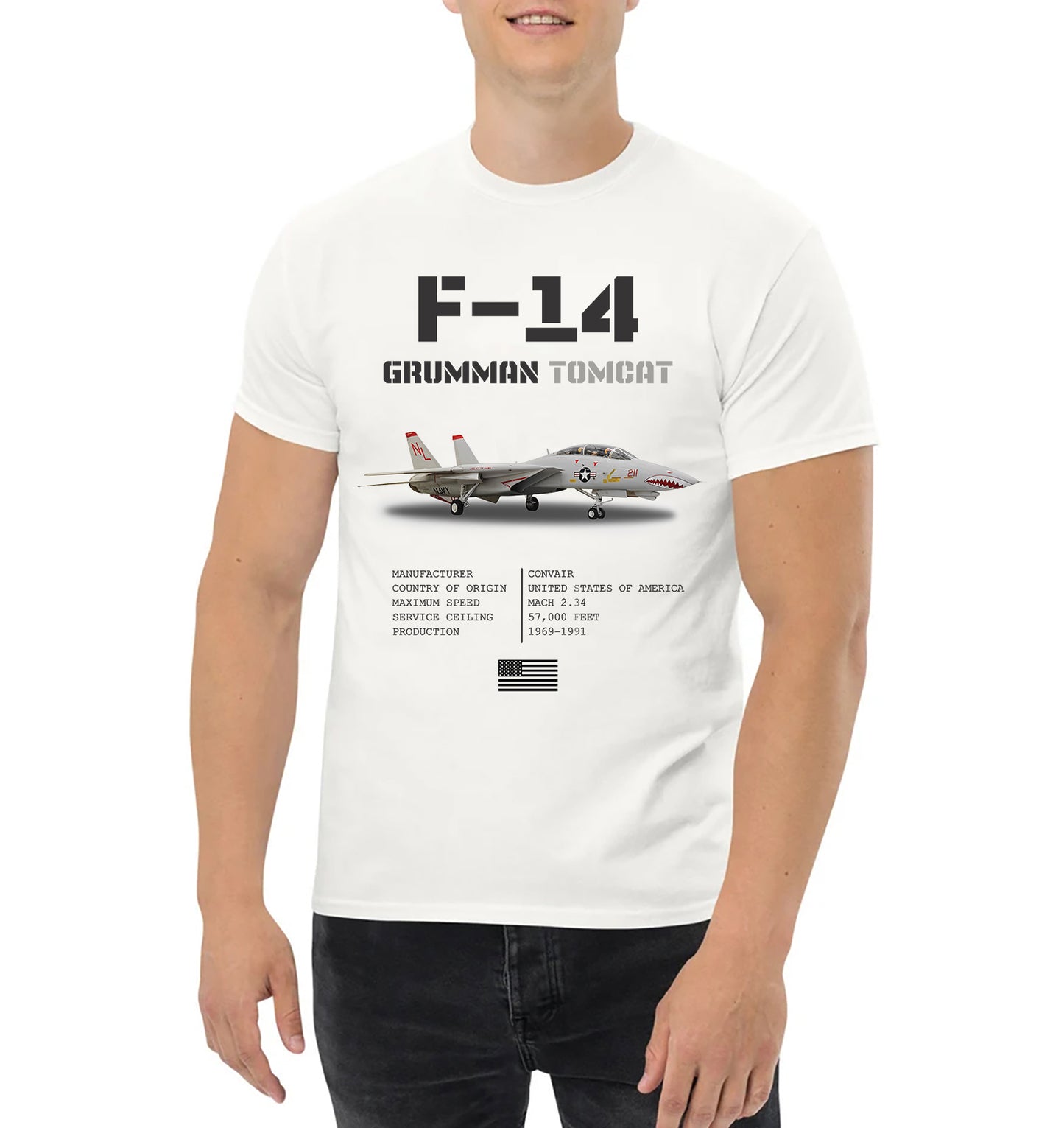 US Navy Grumman F-14 Tomcat Classic Unisex T-Shirt Gildan 5000 (Made In US)