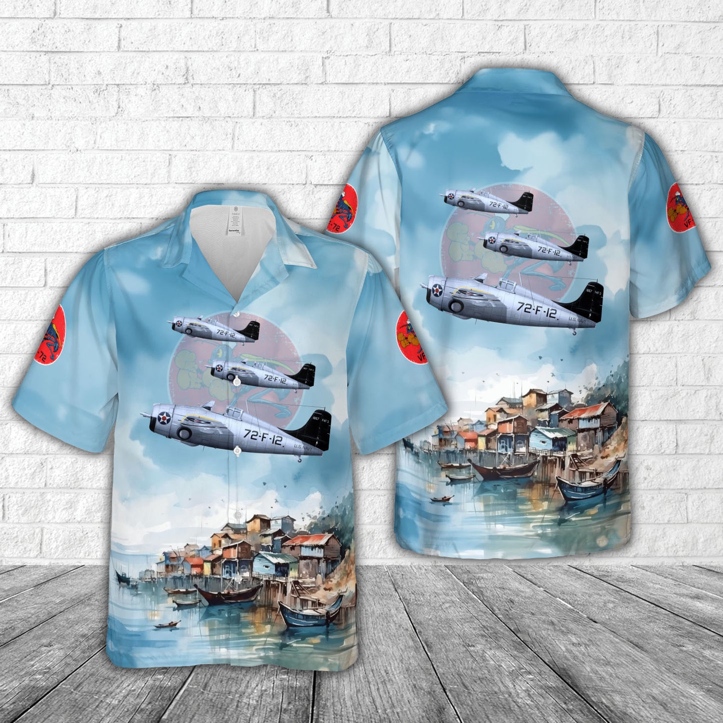 US Navy Grumman F4F-3 Wildcat VF-72 Black 72F12 BuNo 1867 Hawaiian Shirt