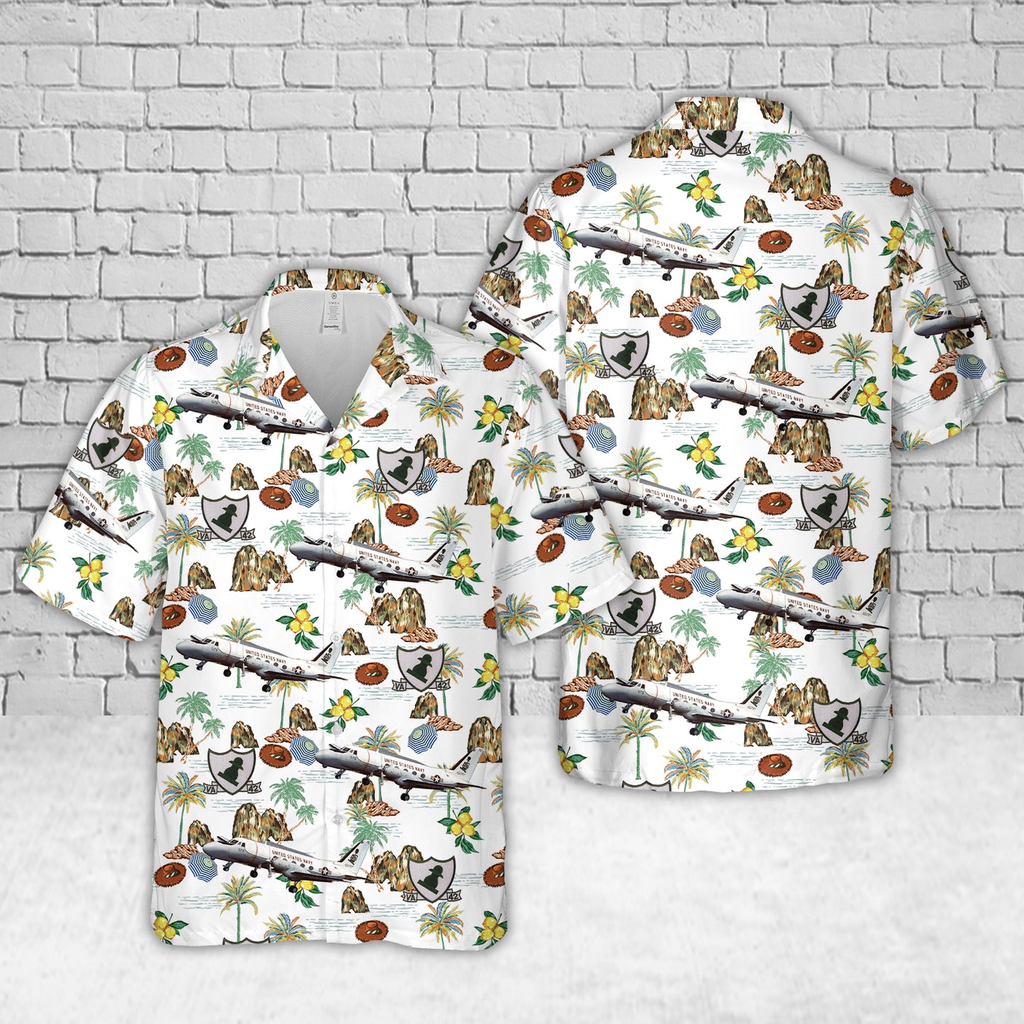 US Navy Grumman TC-4C Academe Aircraft (BuNo 155727) From Attack Squadron VA-42 Green Pawns Hawaiian Shirt