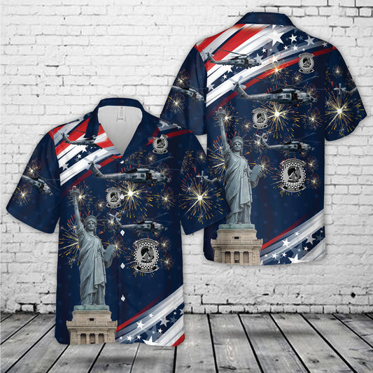 US Navy Helicopter Maritime Strike Four Six (HSM-46), "Grandmasters", MH-60R Seahawk, 4th Of July Hawaiian Shirt