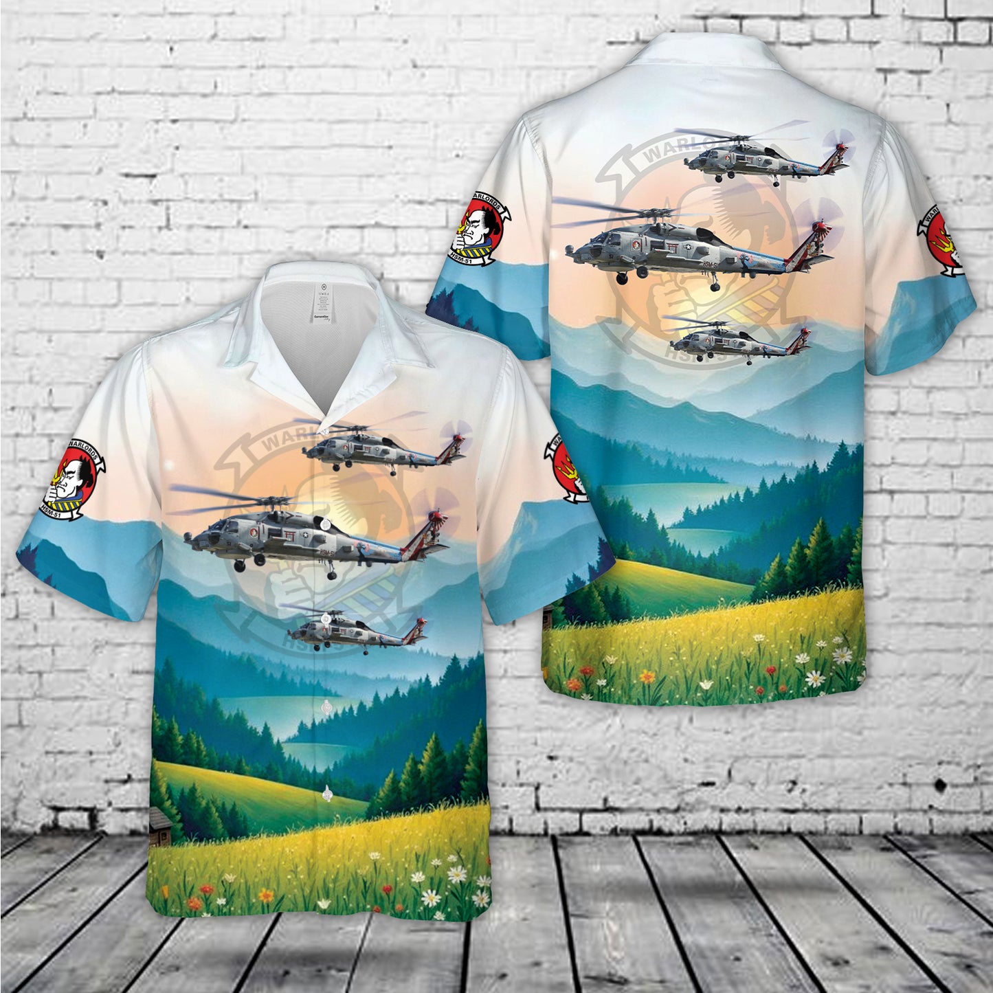 US Navy Helicopter Maritime Strike Squadron Five One (HSM-51) "Warlords" Sikorsky MH-60R ‘Seahawk’ 167016 Hawaiian Shirt