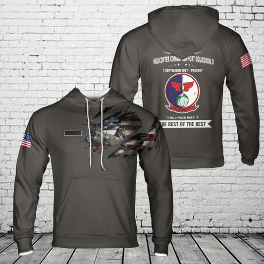Custom US Navy Helicopter combat squadron 3 Pack Rats 3D Hoodie NLSI0910PL01