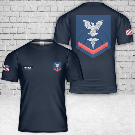 Custom Name US Navy Hospital Corpsman E-4 T-Shirt 3D