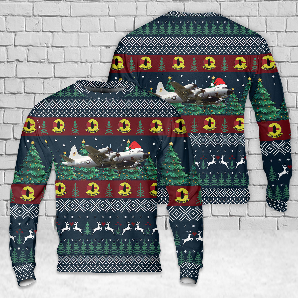 US Navy Lockheed EP-3E Orion (ARIES) Of VQ-2 Christmas AOP Sweater