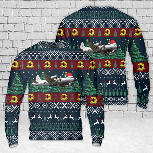 US Navy Lockheed EP-3E Orion (ARIES) Of VQ-2 Christmas AOP Sweater