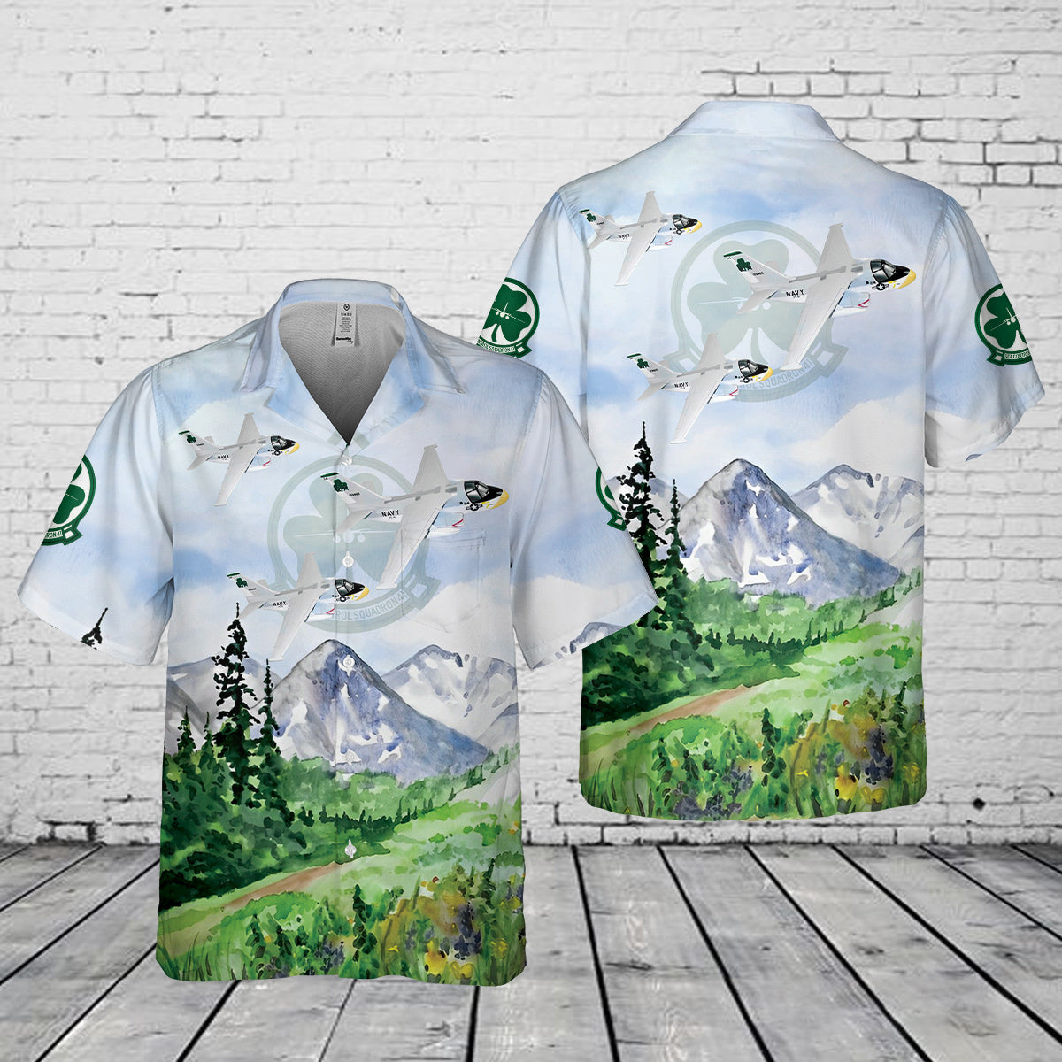 US Navy Lockheed Martin S-3A Viking Shamrock (1975) VS-41 Pocket Hawaiian Shirt