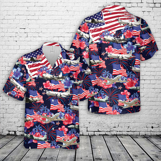 US Navy Lockheed P-3 Orion, 4th Of July Hawaiian Shirt