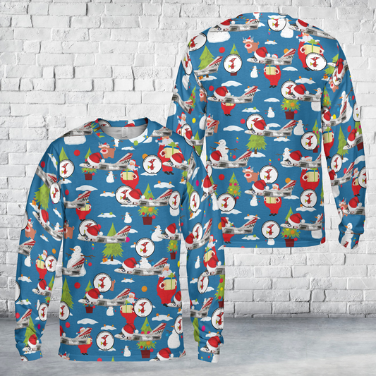 US Navy Lockheed S-3A Viking VS-33 Screwbirds, NH705/160131. CVW-11, USS America CV-66 Christmas AOP Long Sleeve Shirt