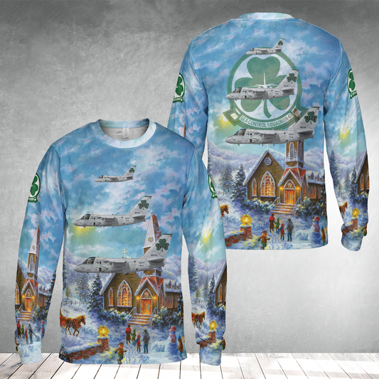 US Navy Lockheed S-3B Viking VS-41 Shamrocks, NJ741 / 160136 - 2006 Christmas AOP Long Sleeve Shirt
