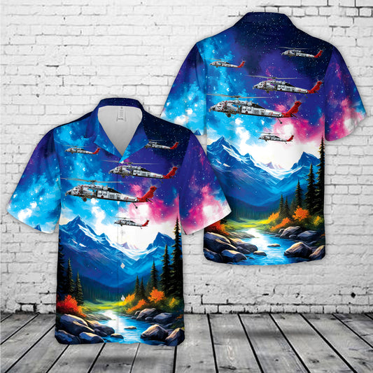 US Navy MH-60S Knighthawk HSC-9 Tridents, AJ610 / 167836. CVW-8, USS George H. W. Bush CVN-77 Hawaiian Shirt