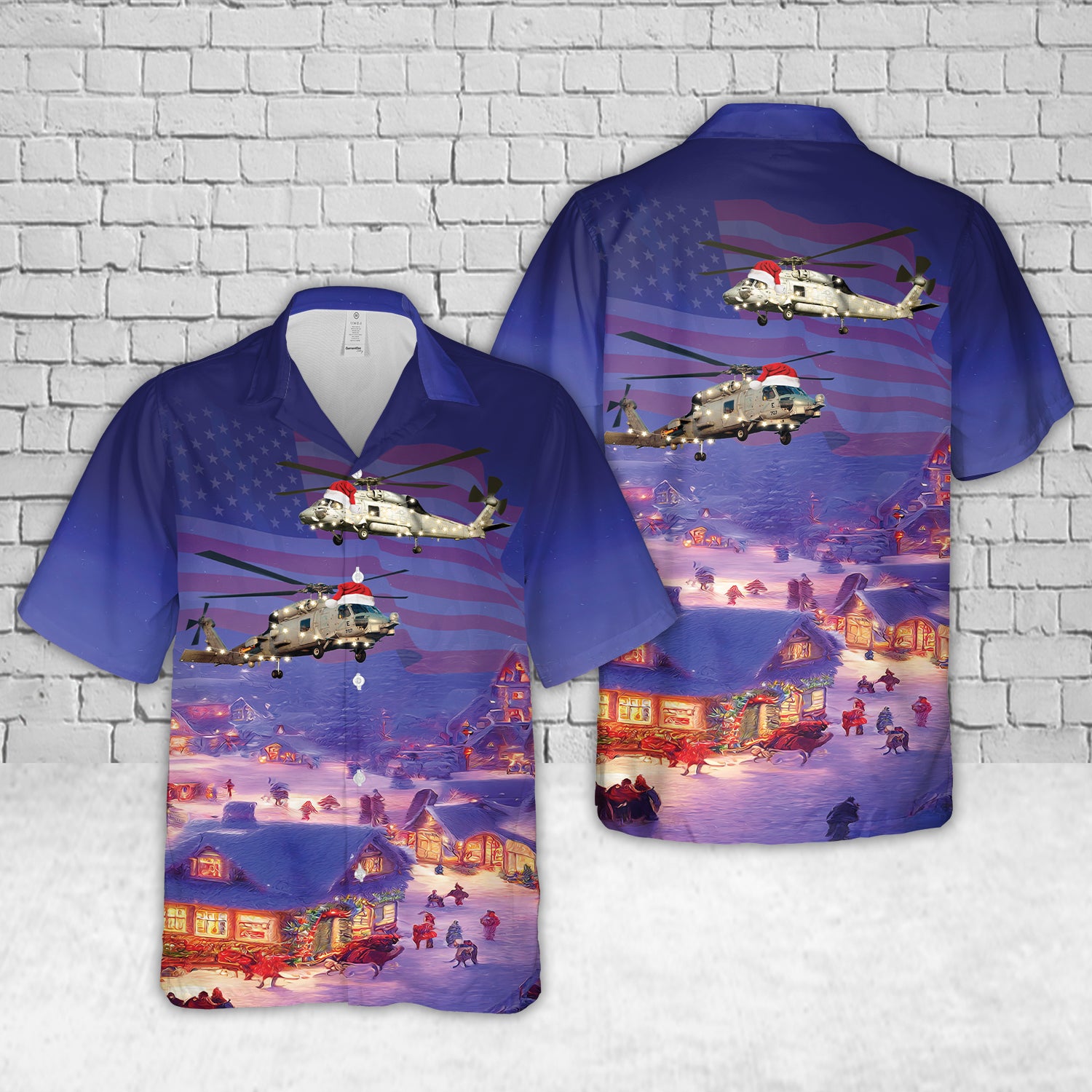 US Navy MH-60 Seahawk Christmas Hawaiian Shirt