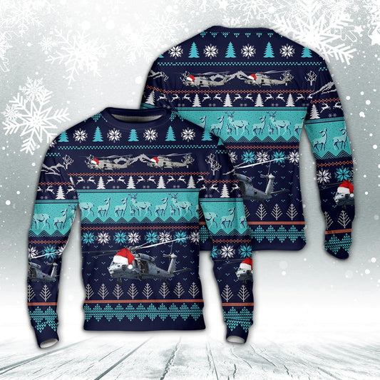US Navy MH-60 Seahawk Helicopter Christmas AOP Sweater