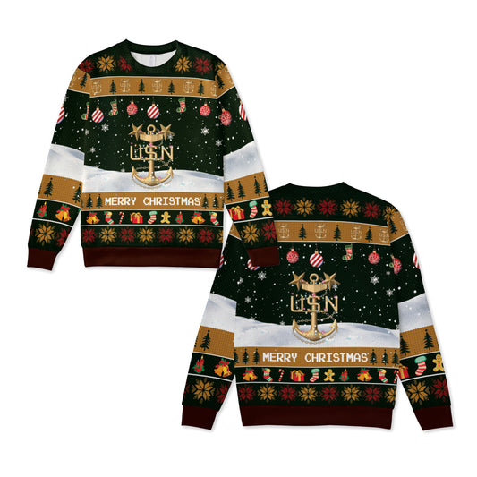 US Navy Master Chief Anchor Christmas Knitted Sweater