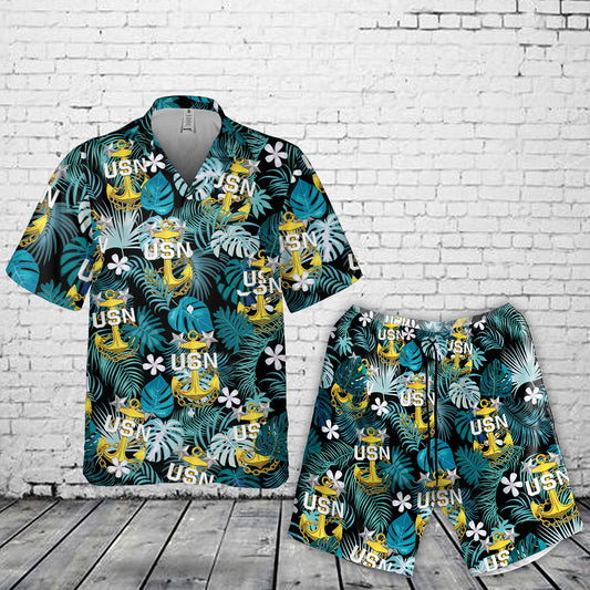 US Navy Master Chief Anchor Combo Pocket Hawaiian Shirt & Shorts