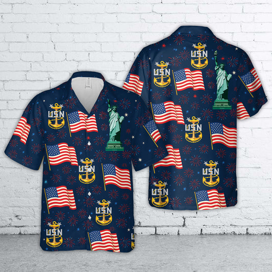 US Navy Master Chief Petty Officer (MCPO), 4th Of July Hawaiian Shirt