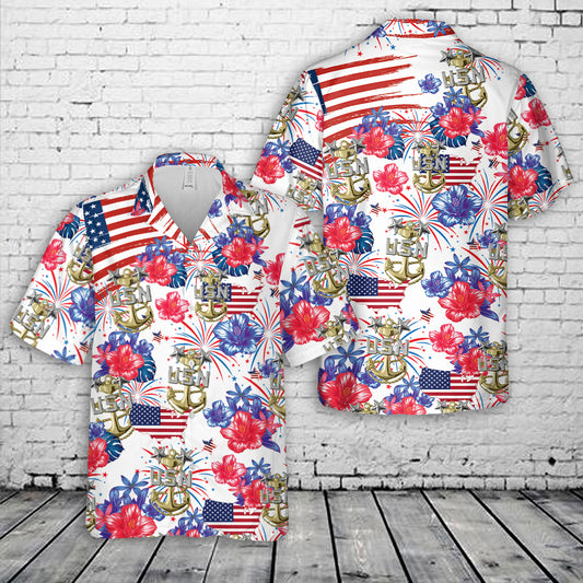 US Navy Master Chief, 4th Of July Hawaiian Shirt
