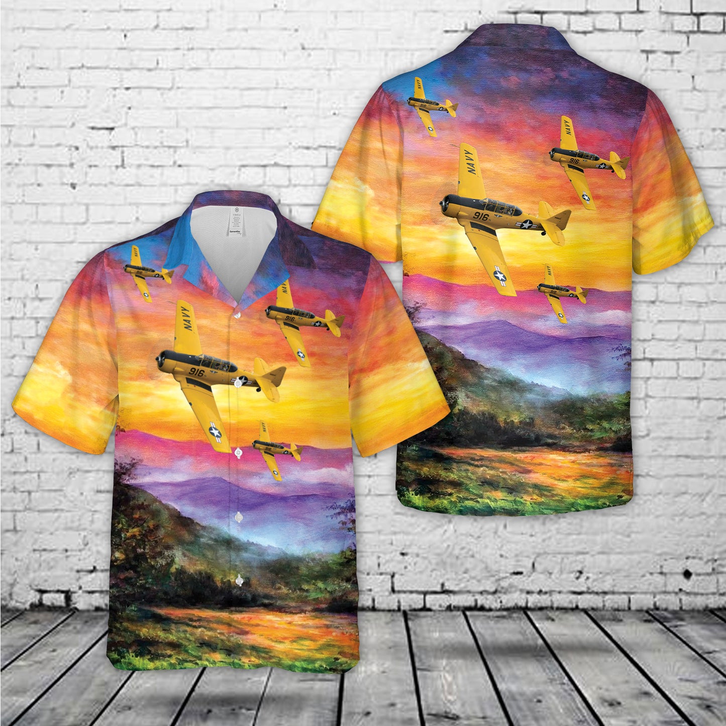 US Navy North American SNJ Texan Hawaiian Shirt