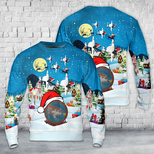 US Navy Northrop Grumman E-2 Hawkeye 741NH VAW-114 Christmas AOP Sweater