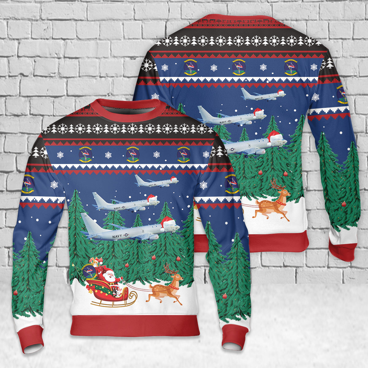 US Navy P-8A Poseidon VX-20 Squadron Christmas AOP Sweater