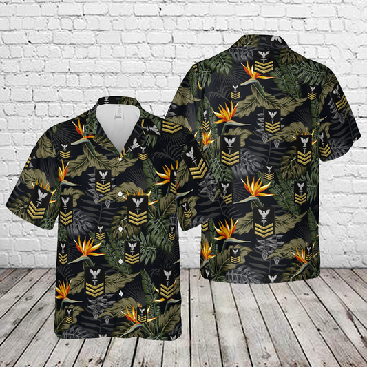 US Navy PO1 E-6 Petty Officer First Class Hospital Corpsman Hawaiian Shirt