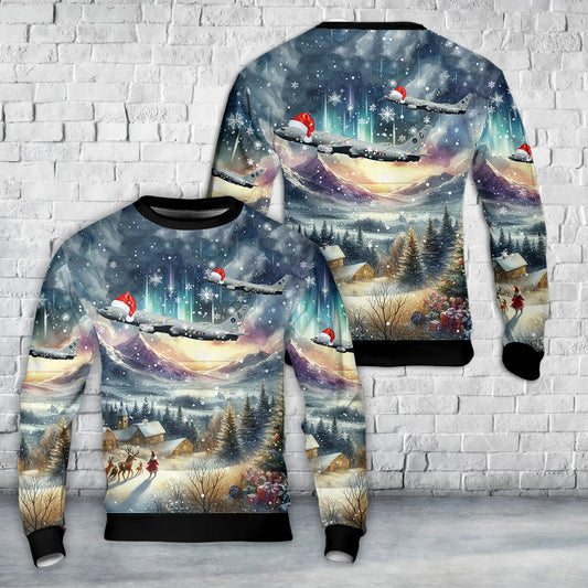 US Navy Patrol Squadron Four (VP-4) 'Skinny Dragons' Boeing P-8A Poseidon (BuNo 169009) Christmas AOP Sweater