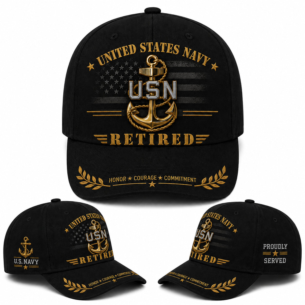 US Navy Retired Veteran Baseball Cap