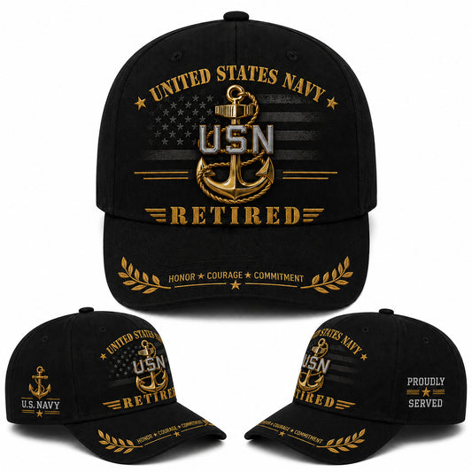 US Navy Retired Veteran Baseball Cap